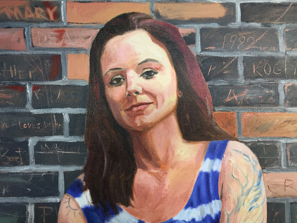 Reed White Mankato artist portrait painting of Kelsey Detail 1